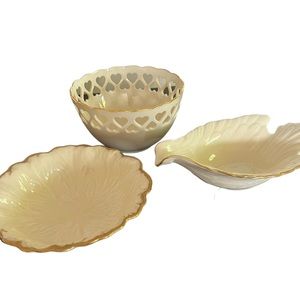 Lenox bone porcelain China in ivory with 24 k edging. All three pieces/one price